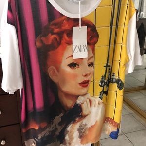 NWT ZARA WOMAN IN BATH TUB TEE SMALL